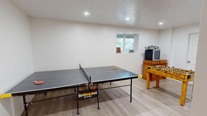 Game Room, Interior, Recessed Lighting, Wood Texture Flooring