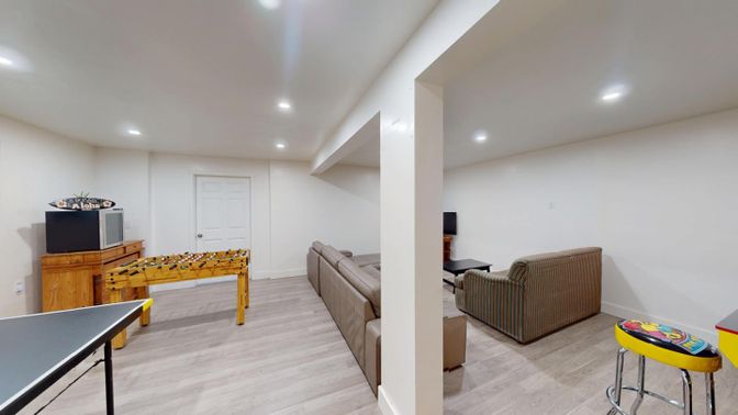 Game Room, Interior, Recessed Lighting, Wood Texture Flooring