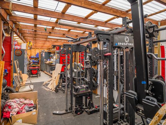 Fitness Equipment, Gym, Interior, Wooden Beams
