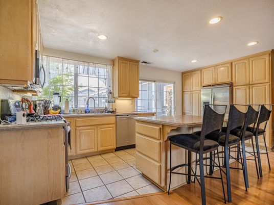 Interior, Kitchen, Recessed Lighting, Wood Texture Flooring