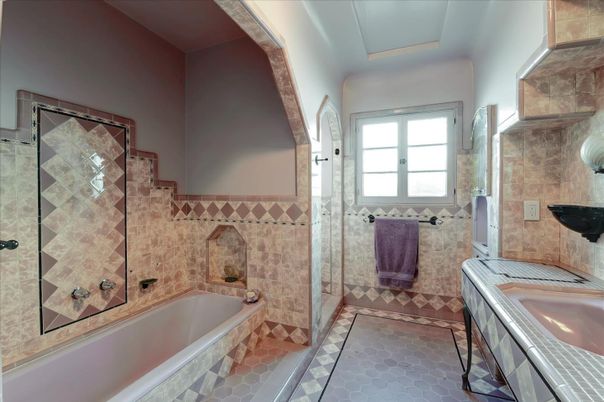 Bathroom, Dual Sink Vanities, Glass Shower, Interior, Tile Countertops