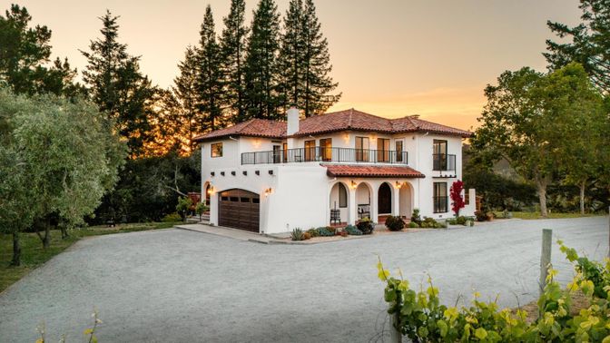 Attached, Backyard, Exterior, Facade, Mediterranean