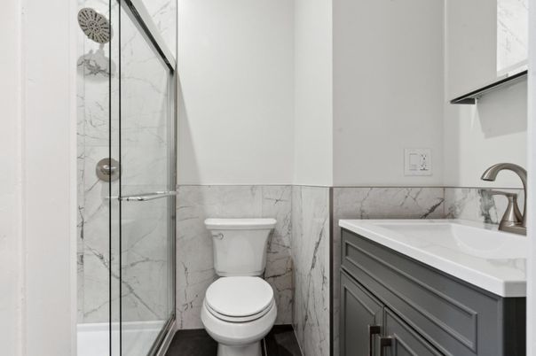 Bathroom, Glass Shower, Interior, Marble Walls