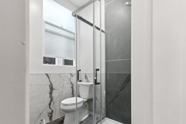 Bathroom, Glass Shower, Interior, Marble Walls