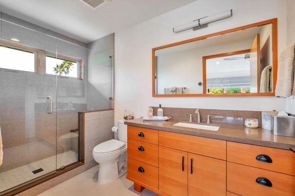 Bathroom, Glass Shower, Interior, Recessed Lighting