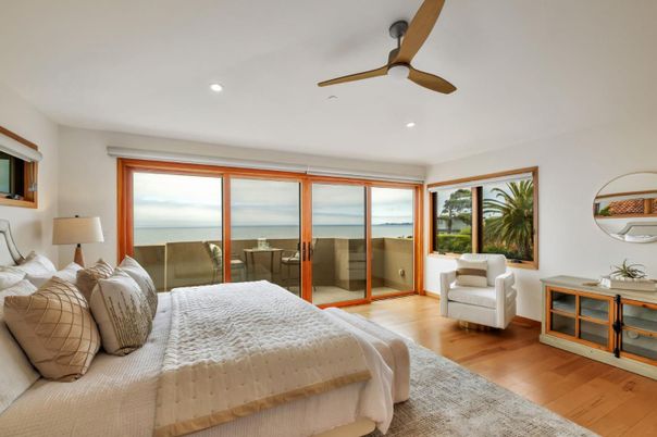 Bedroom, Interior, Recessed Lighting, Water, Wood Texture Flooring