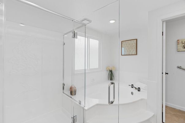 Bathroom, Glass Shower, Interior, Recessed Lighting