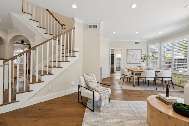 Dining room, Interior, Recessed Lighting, Wood Texture Flooring