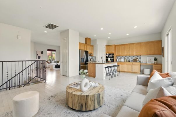 Interior, Kitchen, Living room, Recessed Lighting, Stainless Steel Appliances, Wood Texture Flooring