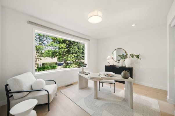 Home Office, Interior, Recessed Lighting, Wood Texture Flooring