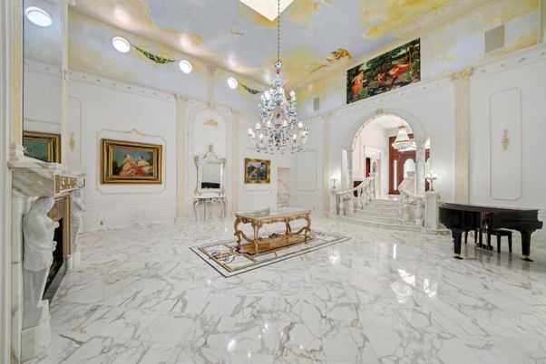 Chandelier, Fireplace, Interior, Marble, Piano