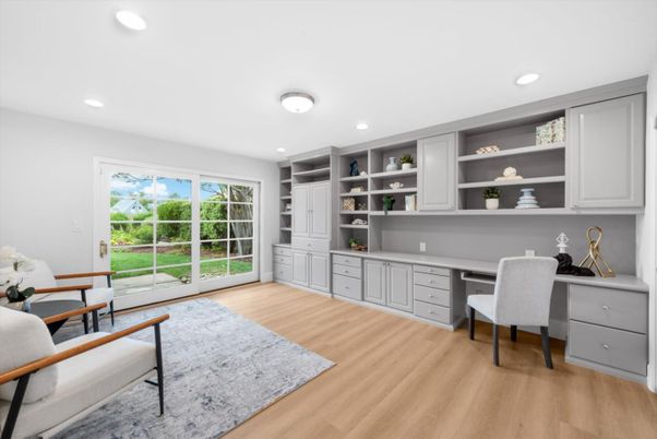 Home Office, Interior, Recessed Lighting, Wood Texture Flooring