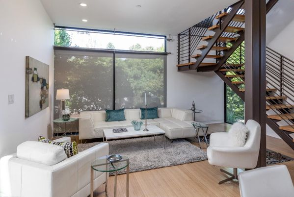 Interior, Living room, Recessed Lighting, Wood Texture Flooring