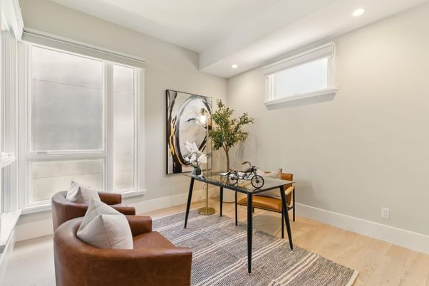 Home Office, Interior, Recessed Lighting, Wood Texture Flooring