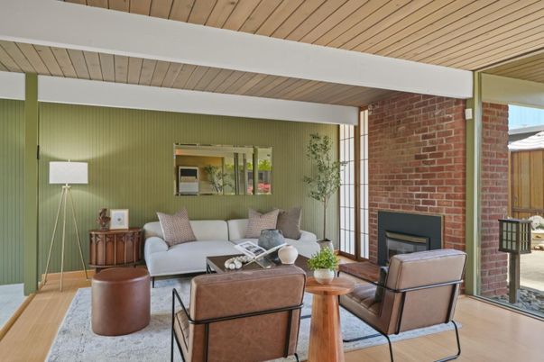 Fireplace, Interior, Living room, Stone Walls, Wood Texture Flooring