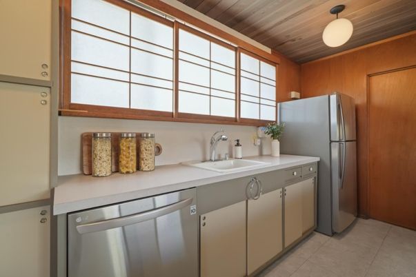 Interior, Kitchen, Stainless Steel Appliances, Wooden Ceilings, Wooden Walls