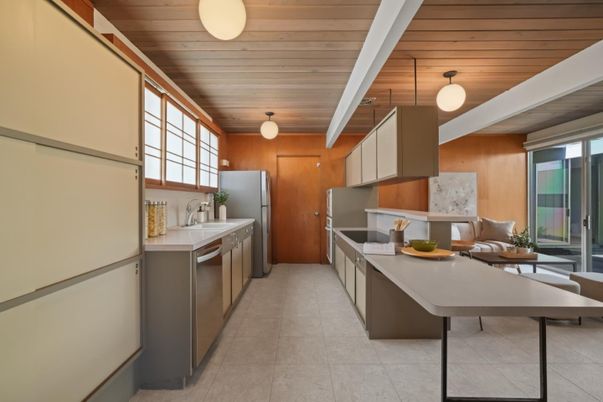 Interior, Kitchen, Stainless Steel Appliances, Wooden Ceilings, Wooden Walls