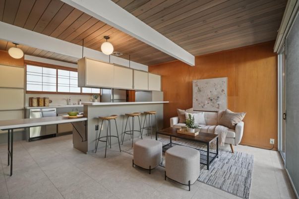 Interior, Kitchen, Living room, Pendant Lights, Wooden Ceilings, Wooden Walls