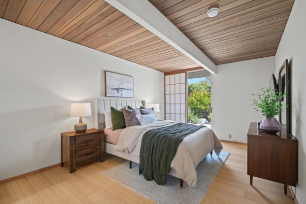 Bedroom, Interior, Wooden Ceilings, Wood Texture Flooring
