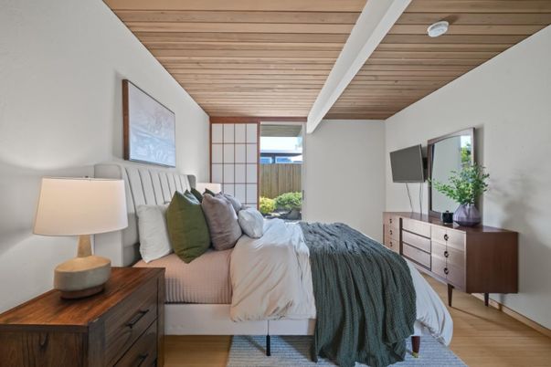 Bedroom, Interior, Wooden Ceilings, Wood Texture Flooring