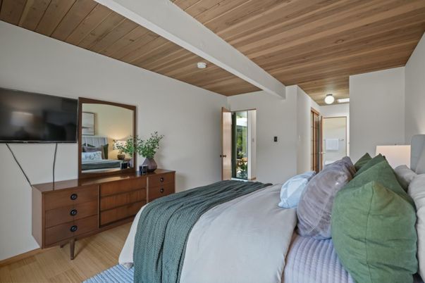Bedroom, Interior, Wooden Ceilings, Wood Texture Flooring