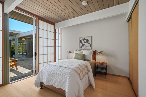 Bedroom, Interior, Wooden Ceilings, Wood Texture Flooring