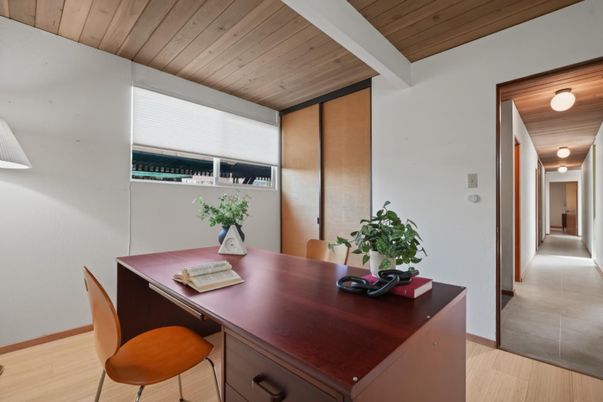 Home Office, Interior, Wooden Ceilings, Wood Texture Flooring