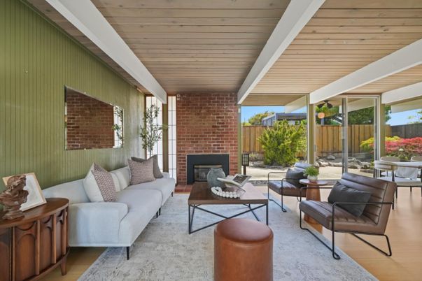 Fireplace, Interior, Living room, Stone Walls, Wooden Ceilings, Wood Texture Flooring