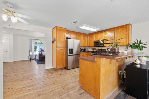 Interior, Kitchen, Wood Texture Flooring