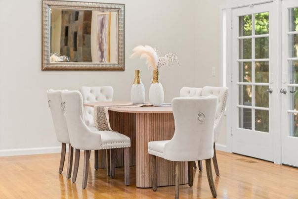 Dining room, Interior, Wood Texture Flooring