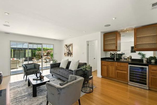 Interior, Kitchen, Living room, Recessed Lighting, Wood Texture Flooring