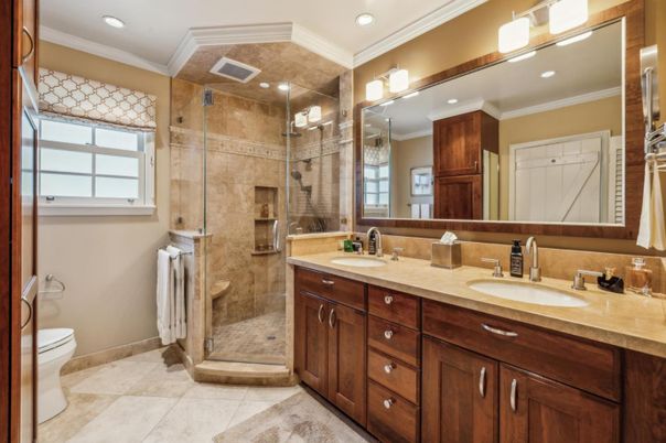 Bathroom, Dual Sink Vanities, Glass Shower, Interior, Recessed Lighting