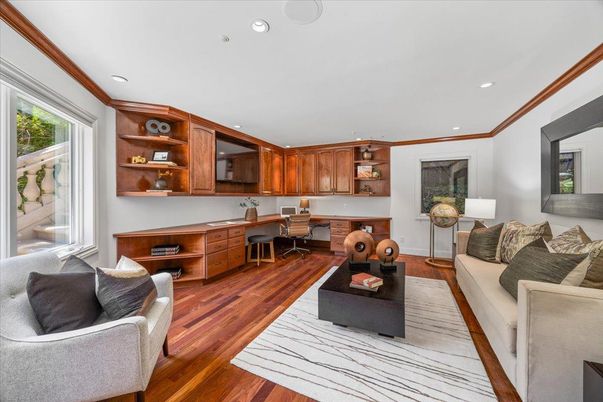 Home Office, Interior, Living room, Recessed Lighting, Wood Texture Flooring