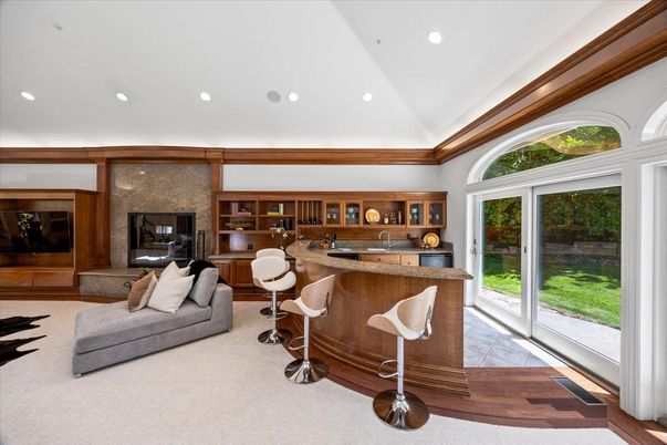 Fireplace, Interior, Recessed Lighting, Wood Texture Flooring