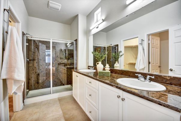 Bathroom, Dual Sink Vanities, Glass Shower, Interior
