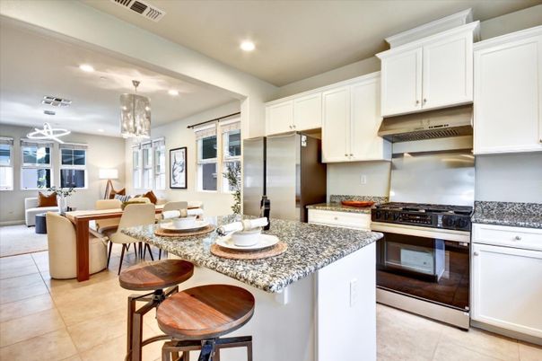 Chandelier, Dining room, Interior, Kitchen, Pendant Lights, Recessed Lighting, Stainless Steel Appliances