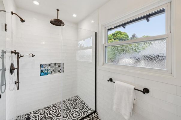 Bathroom, Glass Shower, Interior, Recessed Lighting