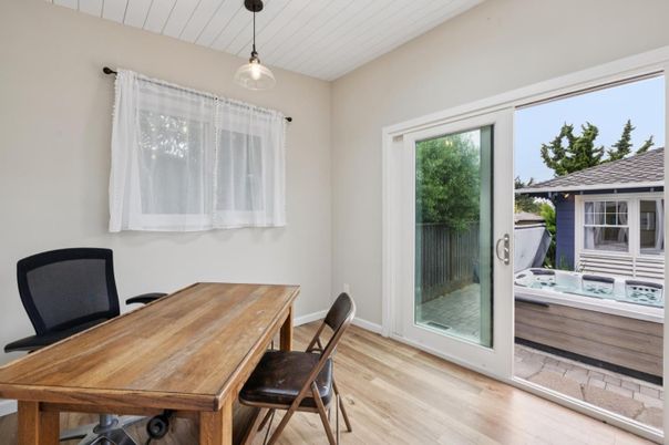 Home Office, Interior, Pendant Lights, Wood Texture Flooring