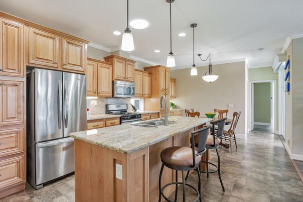 Interior, Kitchen, Pendant Lights, Recessed Lighting, Stainless Steel Appliances
