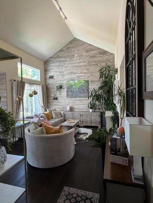 Interior, Living room, Stone Walls, Wood Texture Flooring, Wooden Walls