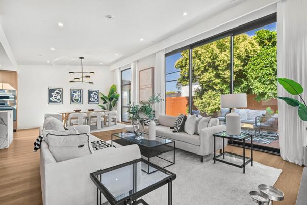 Interior, Living room, Pendant Lights, Recessed Lighting, Wood Texture Flooring