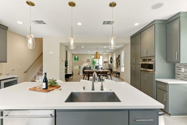 Dining room, Interior, Kitchen, Pendant Lights, Recessed Lighting, Stainless Steel Appliances