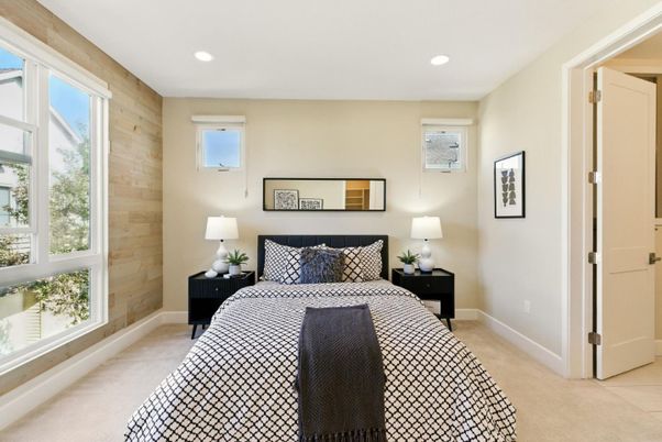 Bedroom, Interior, Recessed Lighting, Wooden Walls