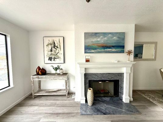 Fireplace, Interior, Wood Texture Flooring