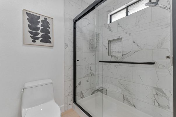 Bathroom, Glass Shower, Interior, Marble Walls