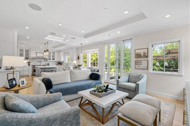 Interior, Kitchen, Living room, Pendant Lights, Recessed Lighting, Wood Texture Flooring