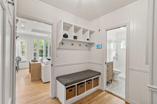 Bathroom, Interior, Recessed Lighting, Wood Texture Flooring