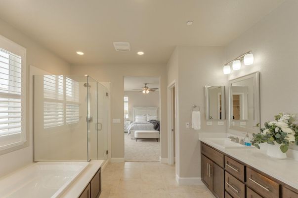 Bathroom, Bedroom, Dual Sink Vanities, Glass Shower, Interior, Recessed Lighting