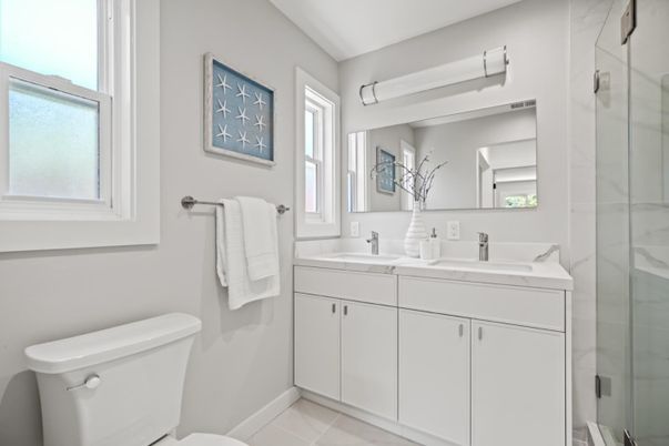 Bathroom, Dual Sink Vanities, Glass Shower, Interior