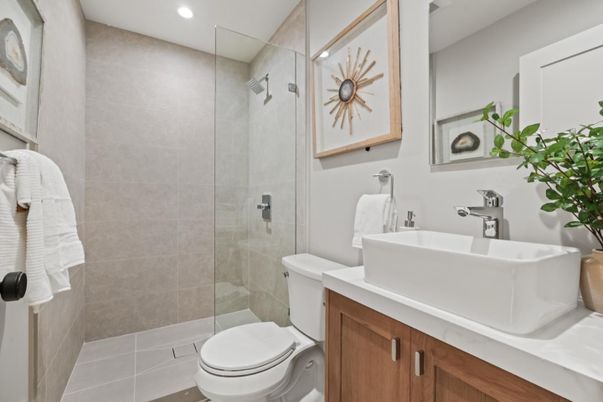 Bathroom, Glass Shower, Interior, Recessed Lighting